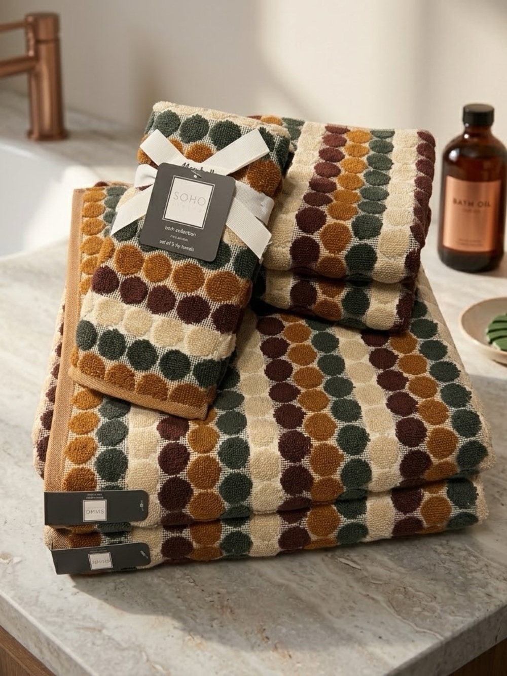 🍁🤎6 pc SOHO LIVING 100% Cotton Bath Towel Set NWT 🧡